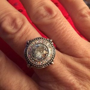 Crystals and Silver Ring. Size 7